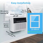 Aire acondicionado de ventana de 10000 BTU, unidad de ventana de CA 3 en 1 para habitaciones de hasta 450 pies cuadrados, modo de ahorro de energía, 3 velocidades de ventilador y funcionamiento silencioso