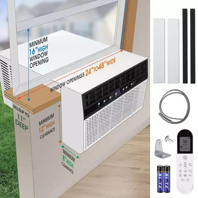 Aire Acondicionado de Ventana de 12000 BTU, Unidad de Ventana 3 en 1 para Enfriar Habitaciones de hasta 51 m², Modo de Ahorro de Energía, 3 Velocidades de Ventilador y Funcionamiento Silencioso