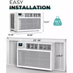 Acondicionador de aire de ventana de 8,000 BTU con control remoto, unidad de CA inteligente de ventana con deshumidificador, ventilador, ahorro de energía, para casa/sala de estar