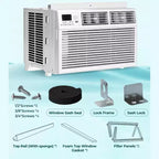 Acondicionador de aire de ventana de 8,000 BTU con control remoto, unidad de CA inteligente de ventana con deshumidificador, ventilador, ahorro de energía, para casa/sala de estar