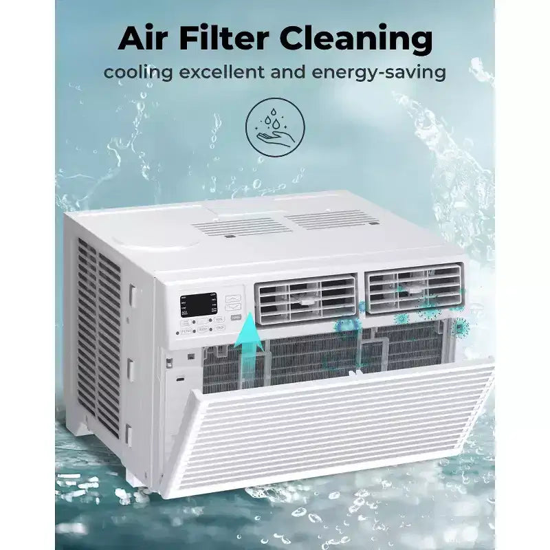 Acondicionador de aire de ventana de 8,000 BTU con control remoto, unidad de CA inteligente de ventana con deshumidificador, ventilador, ahorro de energía, para casa/sala de estar
