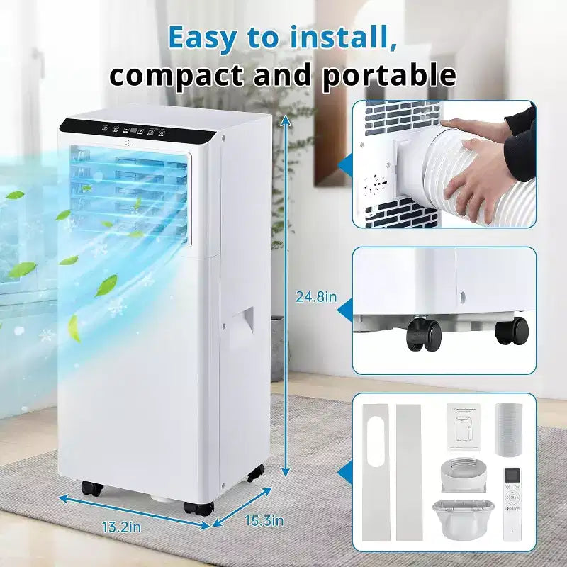 Unidad de aire acondicionado Garvee de 8000 BTU con funciones de enfriamiento, deshumidificación y ventilador para habitaciones y oficinas, color blanco