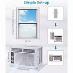 Aire Acondicionado de Ventana Garvee de 5000 BTU con Controles Mecánicos y Filtro Reutilizable, Blanco