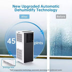 Garvee Aire acondicionado portátil de 8000 BTU, unidad de CA 3 en 1 con control remoto y deshumidificador, negro