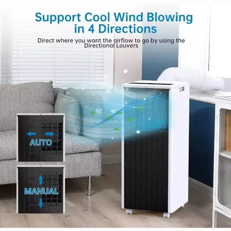 Garvee Aire acondicionado portátil de 8000 BTU, unidad de CA 3 en 1 con control remoto y deshumidificador, negro