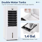 Enfriador/Calefactor de Aire Evaporativo Costway 4 en 1, Enfriador por Evaporación Oscilante sin Salida al Exterior, 3 Modos