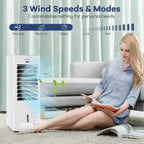 Enfriador/Calefactor de Aire Evaporativo Costway 4 en 1, Enfriador por Evaporación Oscilante sin Salida al Exterior, 3 Modos
