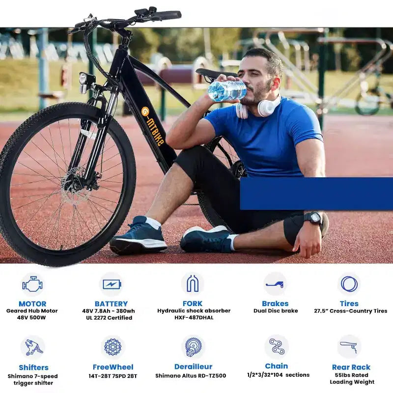 Bicicleta eléctrica para adultos con batería extraíble, neumáticos gruesos de 26 x 4.0, bicicleta eléctrica de 7 velocidades para aventuras todoterreno, autonomía máxima de 80 km
