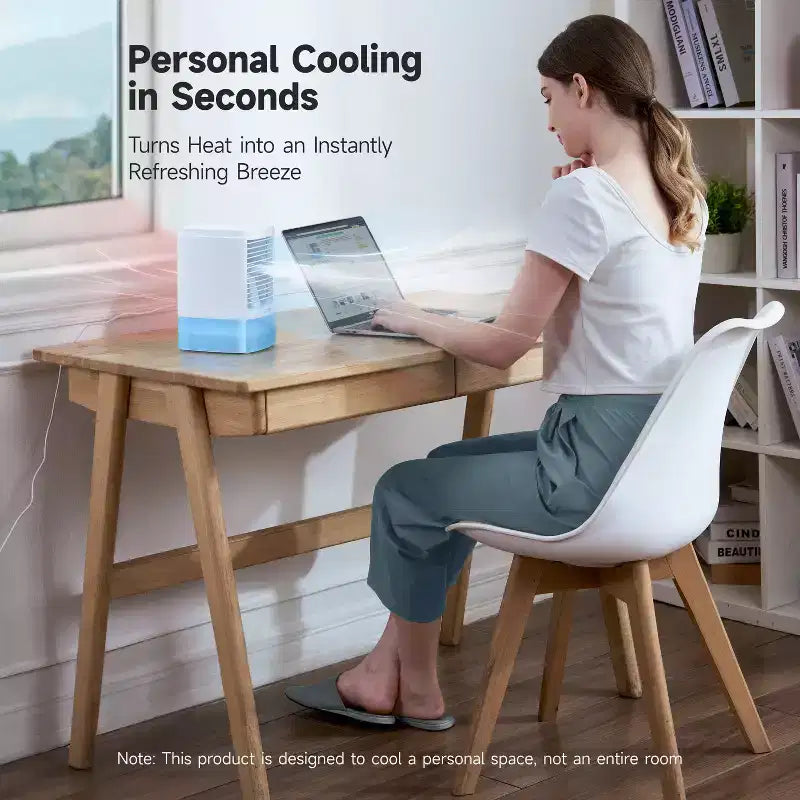 Ventilador portátil de aire frío HiCOZY con rociador, mini aire acondicionado, enfriador de aire, humidificador para escritorio