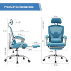 JIONJOY Silla Gaming Ergonómica de Malla con Reposapiés - Reclinable 90-135, Soporte Lumbar y Reposacabezas Ajustables