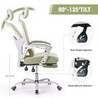 JIONJOY Silla Gaming Ergonómica de Malla con Reposapiés - Reclinable 90-135, Soporte Lumbar y Reposacabezas Ajustables