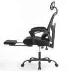 JIONJOY Silla Gaming Ergonómica de Malla con Reposapiés - Reclinable 90-135, Soporte Lumbar y Reposacabezas Ajustables