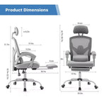 JIONJOY Silla Gaming Ergonómica de Malla con Reposapiés - Reclinable 90-135, Soporte Lumbar y Reposacabezas Ajustables