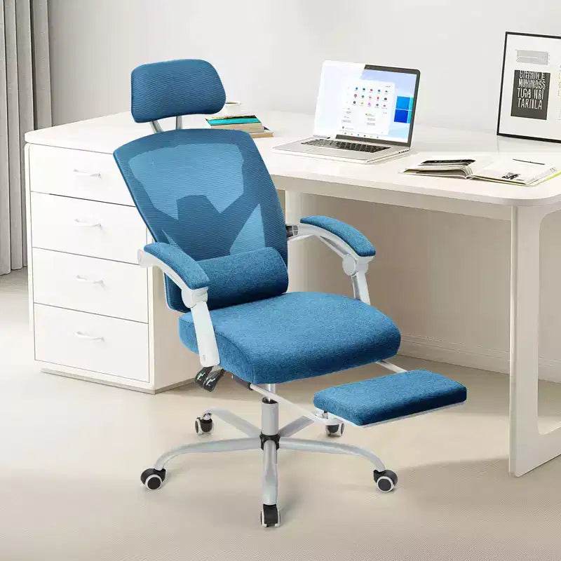 JIONJOY Silla Gaming Ergonómica de Malla con Reposapiés - Reclinable 90-135, Soporte Lumbar y Reposacabezas Ajustables