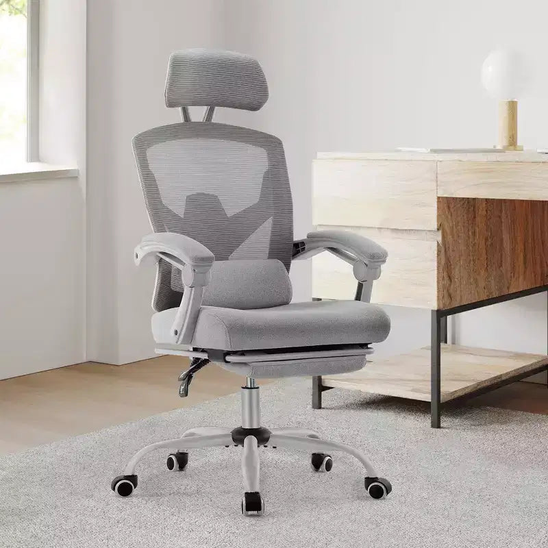 JIONJOY Silla Gaming Ergonómica de Malla con Reposapiés - Reclinable 90-135, Soporte Lumbar y Reposacabezas Ajustables