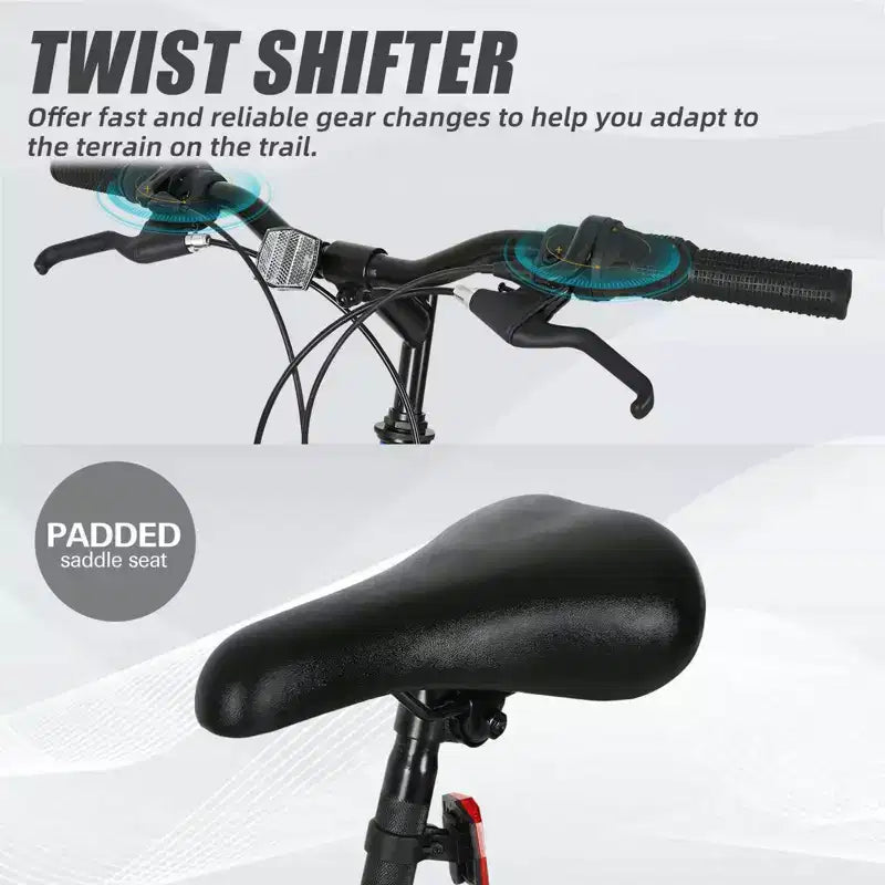 Bicicleta de montaña hykolity, ruedas de 26 y 27.5, bicicleta de montaña de 18 velocidades con doble suspensión, sillín ajustable para ciclismo al aire libre para hombres y mujeres