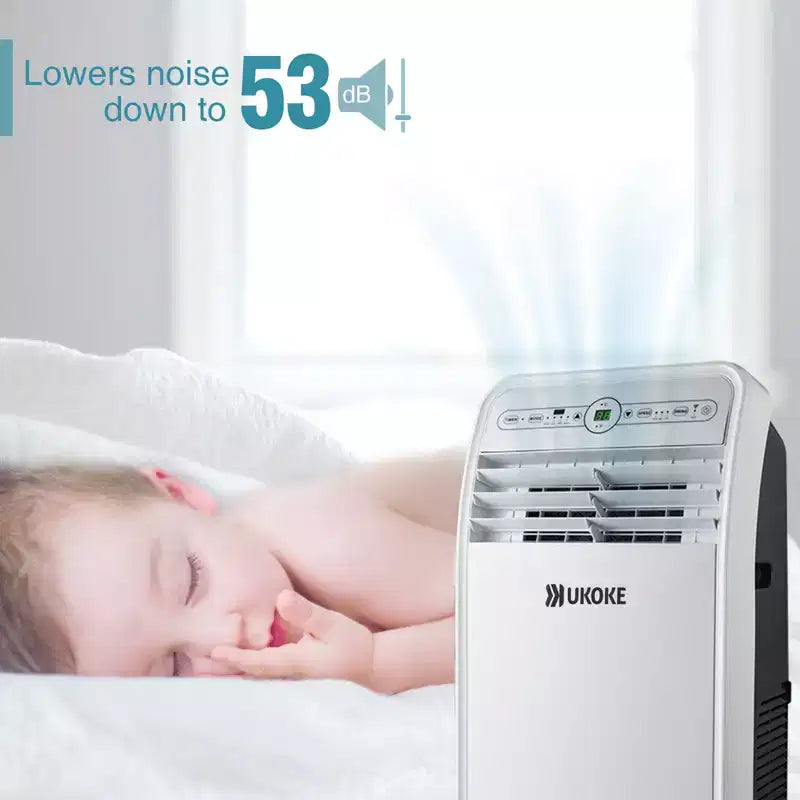 Aire Acondicionado Portátil Inteligente Ukoke USPC01W WiFi, 12,000 BTU, Control por App y Remoto, 4 en 1 Frío/Calor/Deshumidificador/Ventilador, para Habitaciones de hasta 37 m², Blanco