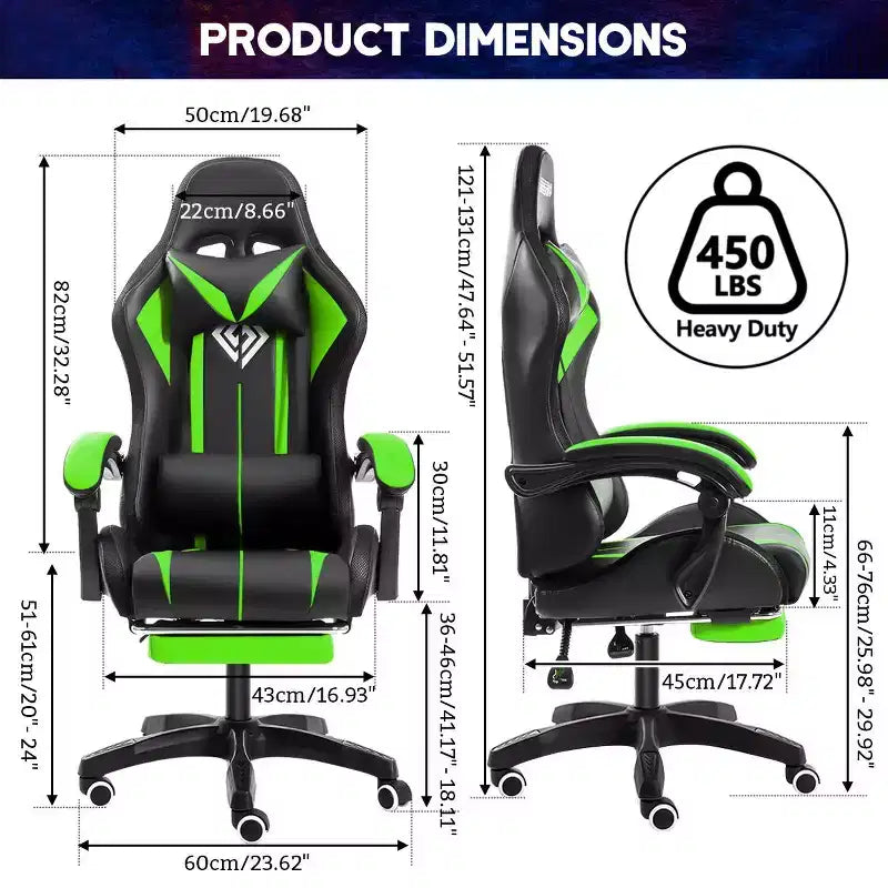 Sillón de oficina ergonómico Hoffree Comfort Massage Racing Gaming con reposapiés e iluminación RGB