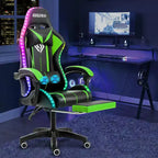 Sillón de oficina ergonómico Hoffree Comfort Massage Racing Gaming con reposapiés e iluminación RGB
