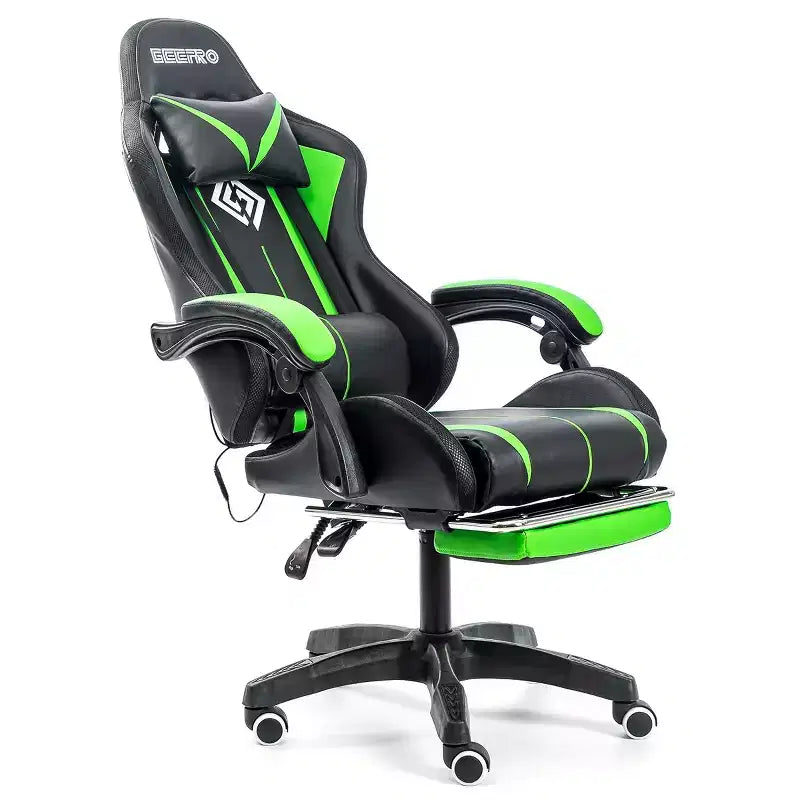Sillón de oficina ergonómico Hoffree Comfort Massage Racing Gaming con reposapiés e iluminación RGB