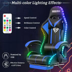 Sillón de oficina ergonómico Hoffree Comfort Massage Racing Gaming con reposapiés e iluminación RGB