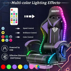 Sillón de oficina ergonómico Hoffree Comfort Massage Racing Gaming con reposapiés e iluminación RGB