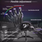 Sillón de oficina ergonómico Hoffree Comfort Massage Racing Gaming con reposapiés e iluminación RGB