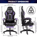 Sillón de oficina ergonómico Hoffree Comfort Massage Racing Gaming con reposapiés e iluminación RGB