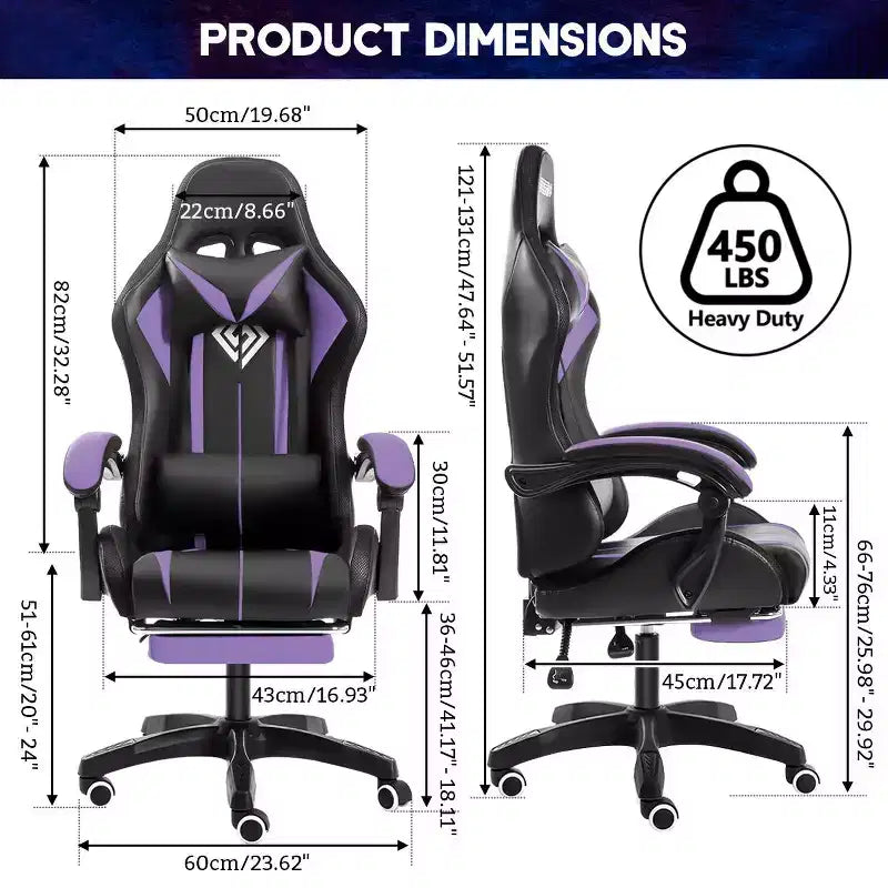 Sillón de oficina ergonómico Hoffree Comfort Massage Racing Gaming con reposapiés e iluminación RGB