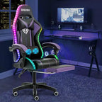 Sillón de oficina ergonómico Hoffree Comfort Massage Racing Gaming con reposapiés e iluminación RGB