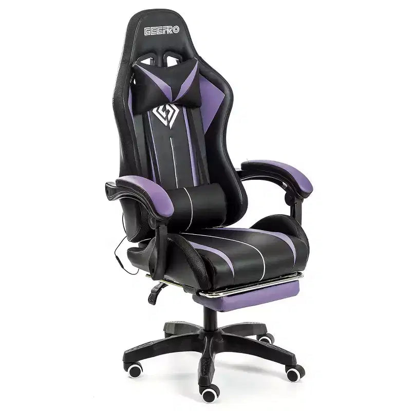 Sillón de oficina ergonómico Hoffree Comfort Massage Racing Gaming con reposapiés e iluminación RGB