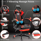 Sillón de oficina ergonómico Hoffree Comfort Massage Racing Gaming con reposapiés e iluminación RGB