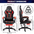 Sillón de oficina ergonómico Hoffree Comfort Massage Racing Gaming con reposapiés e iluminación RGB