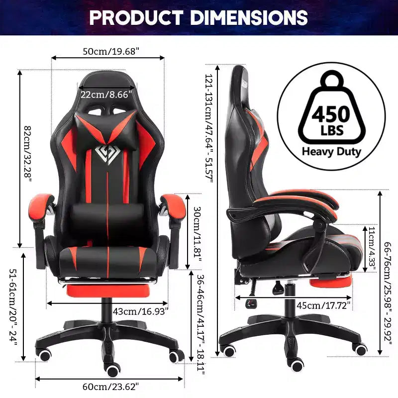 Sillón de oficina ergonómico Hoffree Comfort Massage Racing Gaming con reposapiés e iluminación RGB