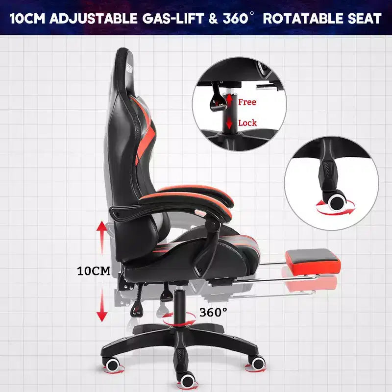 Sillón de oficina ergonómico Hoffree Comfort Massage Racing Gaming con reposapiés e iluminación RGB