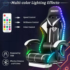 Sillón de oficina ergonómico Hoffree Comfort Massage Racing Gaming con reposapiés e iluminación RGB