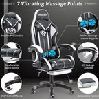 Sillón de oficina ergonómico Hoffree Comfort Massage Racing Gaming con reposapiés e iluminación RGB