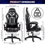 Sillón de oficina ergonómico Hoffree Comfort Massage Racing Gaming con reposapiés e iluminación RGB
