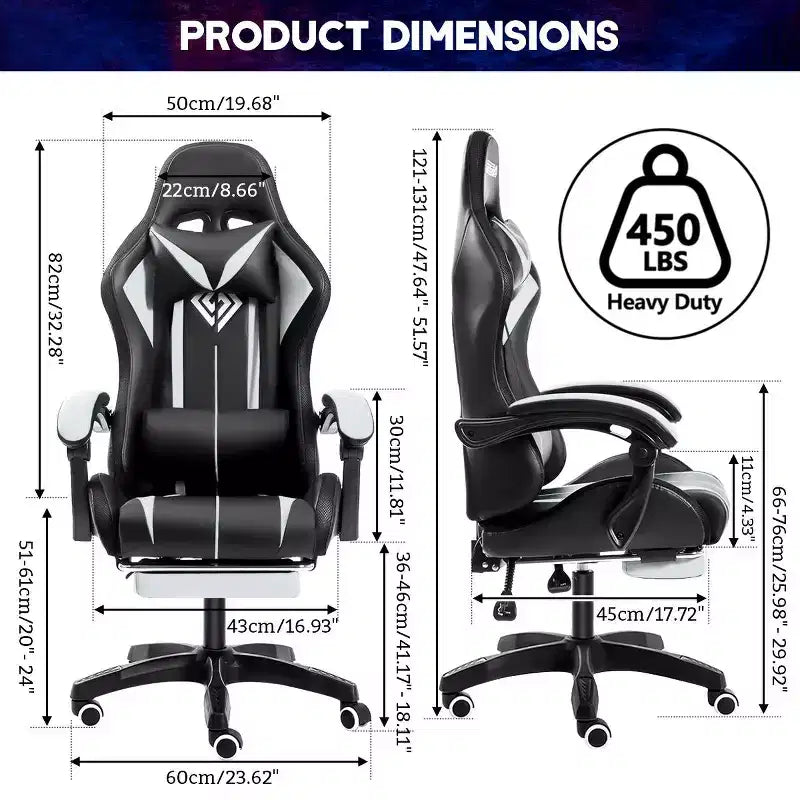 Sillón de oficina ergonómico Hoffree Comfort Massage Racing Gaming con reposapiés e iluminación RGB
