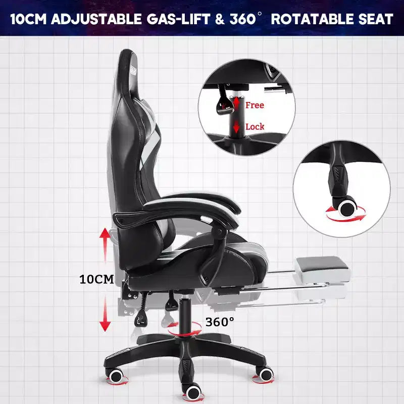 Sillón de oficina ergonómico Hoffree Comfort Massage Racing Gaming con reposapiés e iluminación RGB