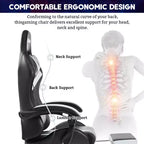 Sillón de oficina ergonómico Hoffree Comfort Massage Racing Gaming con reposapiés e iluminación RGB