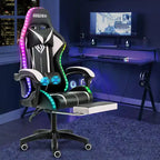 Sillón de oficina ergonómico Hoffree Comfort Massage Racing Gaming con reposapiés e iluminación RGB