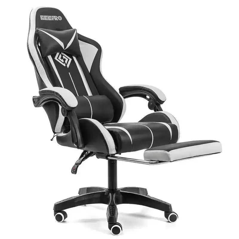 Sillón de oficina ergonómico Hoffree Comfort Massage Racing Gaming con reposapiés e iluminación RGB