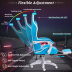 Sillón de oficina ergonómico Hoffree Comfort Massage Racing Gaming con reposapiés e iluminación RGB