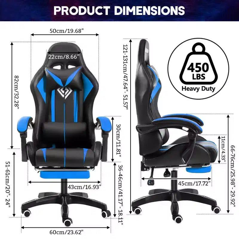 Sillón de oficina ergonómico Hoffree Comfort Massage Racing Gaming con reposapiés e iluminación RGB