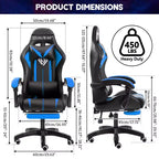 Sillón de oficina ergonómico Hoffree Comfort Massage Racing Gaming con reposapiés e iluminación RGB