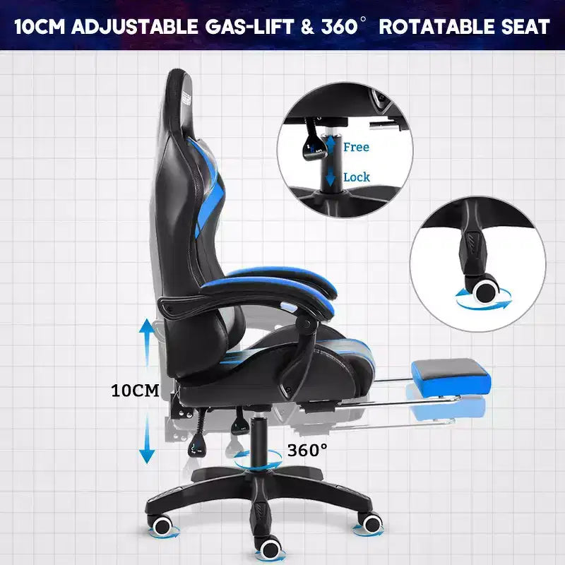 Sillón de oficina ergonómico Hoffree Comfort Massage Racing Gaming con reposapiés e iluminación RGB