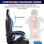 Sillón de oficina ergonómico Hoffree Comfort Massage Racing Gaming con reposapiés e iluminación RGB