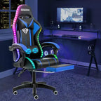 Sillón de oficina ergonómico Hoffree Comfort Massage Racing Gaming con reposapiés e iluminación RGB