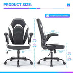 Silla de juego de cuero sintético, silla de oficina ergonómica, silla de ordenador giratoria blanca con soporte lumbar